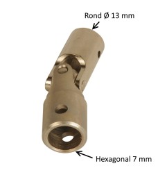 Cardan acier 16 mm : Rond 13 mm / Hexagonal 7 mm