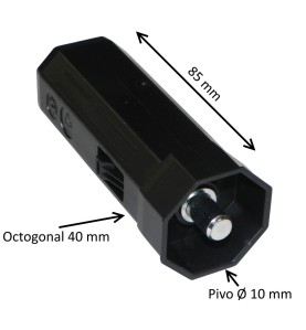Embout octogonal 40 mm pour poulie – pivot rond 10 mm