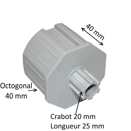Embout octogonal 60 mm et crabot 20 mm