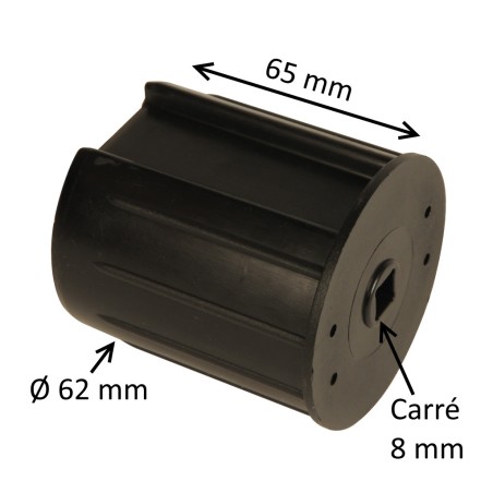 Embout pour tube rond 62 mm avec carré 8 mm