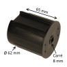 Embout pour tube rond 62 mm avec carré 8 mm