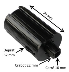 Embout Deprat 62 mm avec crabot 22 mm et carré 10 mm